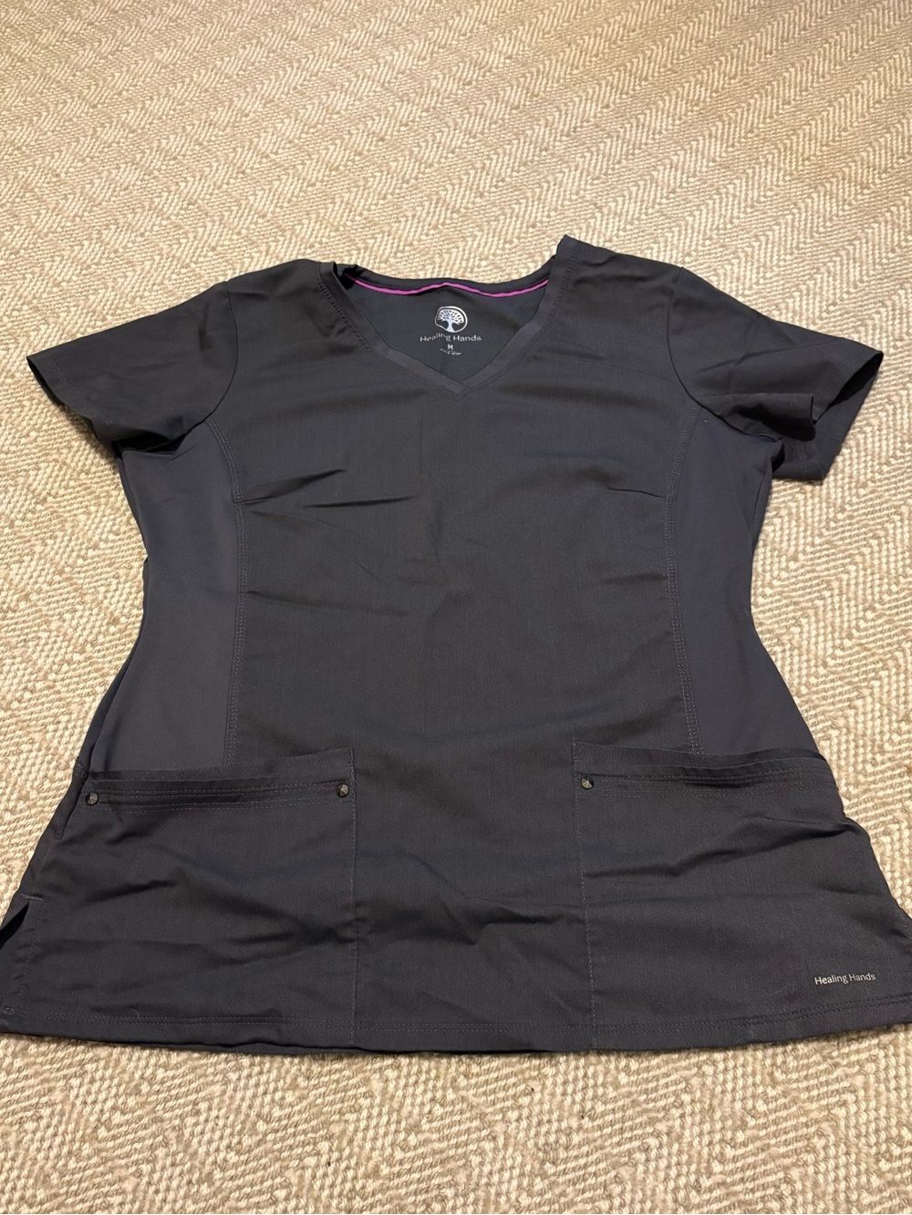 Healing Hands Women’s Gray V-Neck Scrub Top